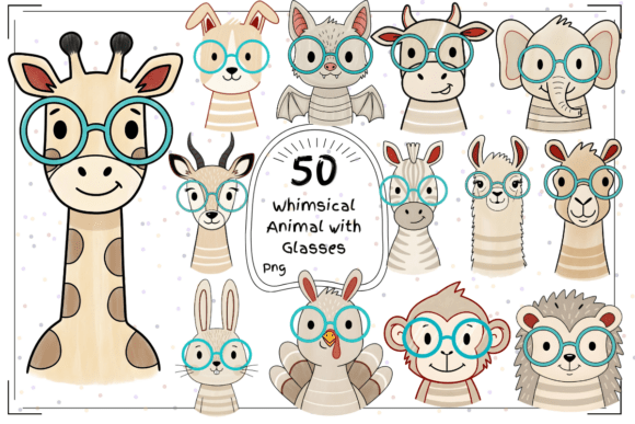 50 Whimsical Cartoon Animals with Glasses: A Designer's Playful Toolkit