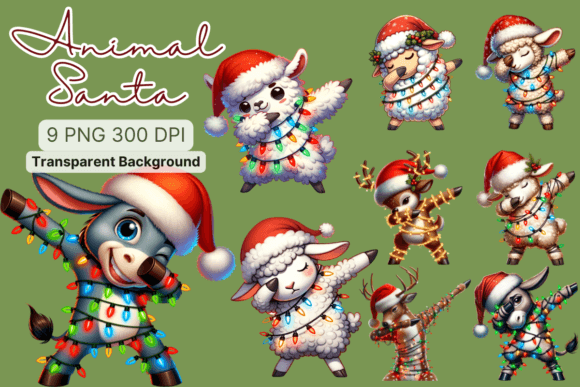 Animal Dabbing Christmas Santa Hat for Festive Designs