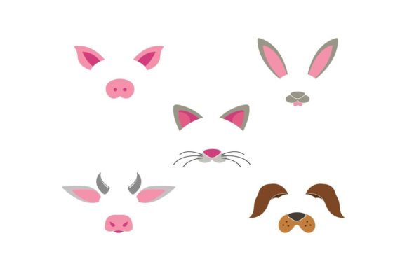 Animal Face Elements Set: Creative Design Assets