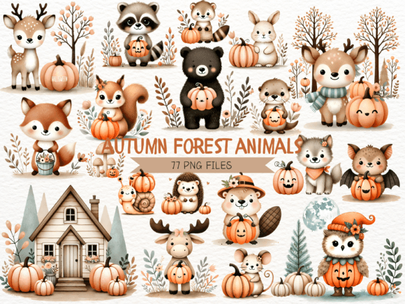 Autumn Woodland Animal Clipart: 77 Friends for Your Fall Projects