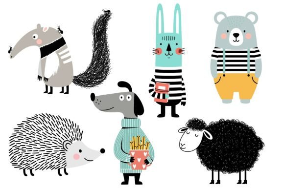 Big Kids Animal Clipart Bundle: Quirky Characters for Grown-Up Projects