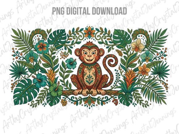 Boho Tropical Monkey Animal Floral PNG: A Designer's Take