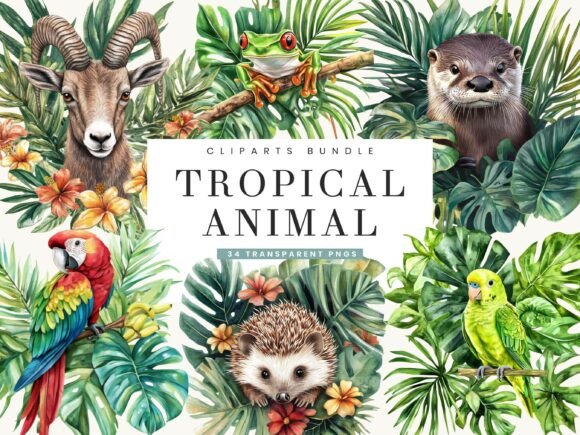 Bring Your Designs to Life with a Tropical Animal Clipart Bundle