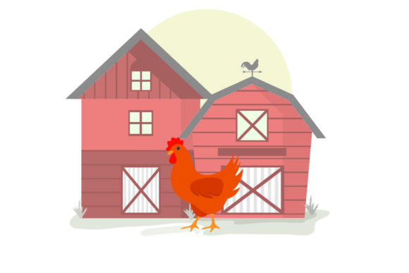 Charming Poultry: The Cute Animal Head Hen Design Asset