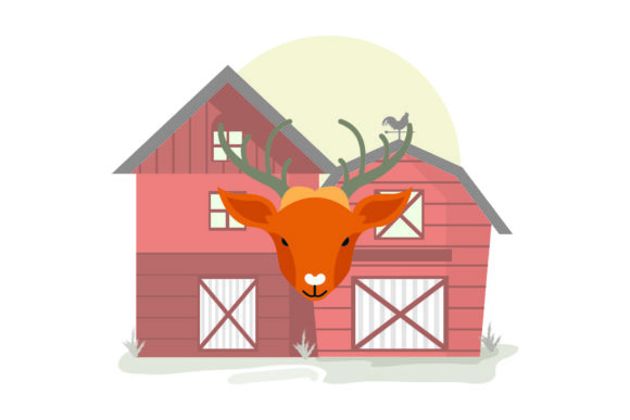 Charming Wildlife Design: The Cute Animal Head Deer Asset