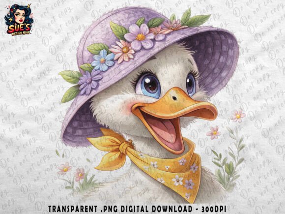 Cute Duck in Purple Hat: A Fresh Take on Floral Animal Design