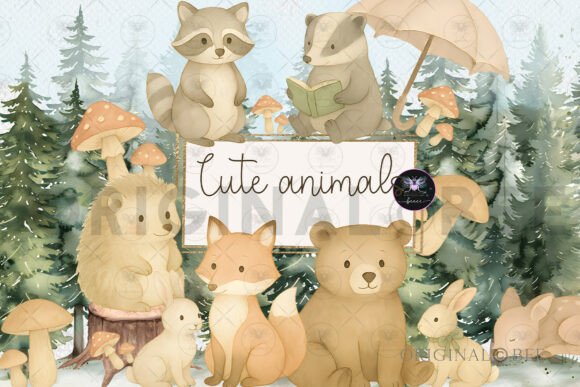 Cute Forest Animal Clipart: A Woodland Asset for Cozy Branding