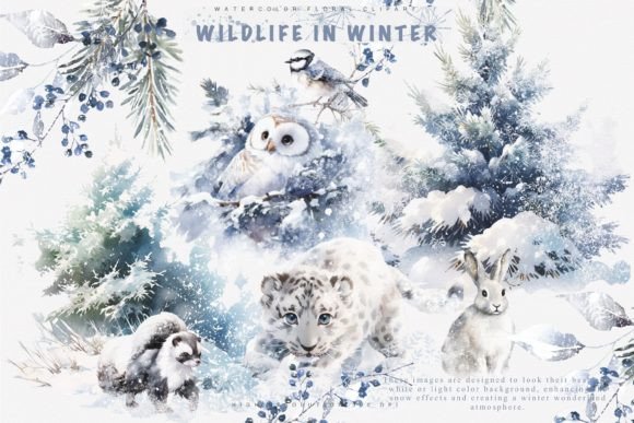 Enchanting Watercolor Winter Animal Clipart Set for Holiday Magic