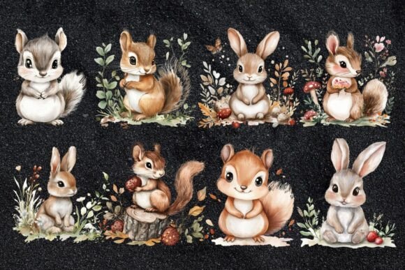 Enchanting Woodland Walk Nursery Animal Clipart for Projects
