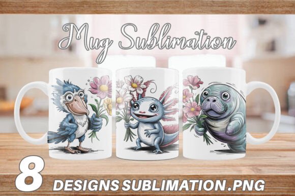 Mug Wrap Whimsical Animal Bouquet: Elevate Your Sublimation Mugs