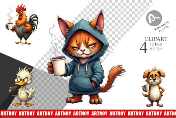 Waking Up With Grumpy Animal Mornings Clipart